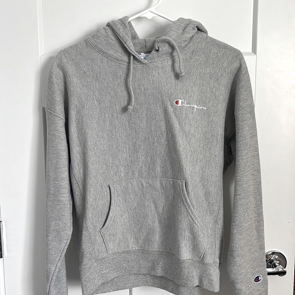 Gray Cropped Champion Hoodie | Size M